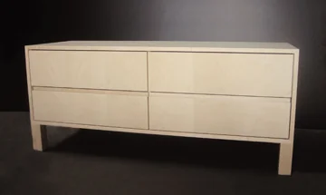 Sideboard in Stollenkonstruktion – Schubladen mit Griffprofilfräsung